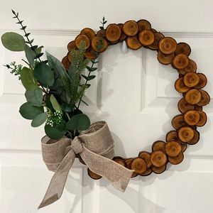 Rustic/Farmhouse Cherry Wood Winter Wreath handmade
